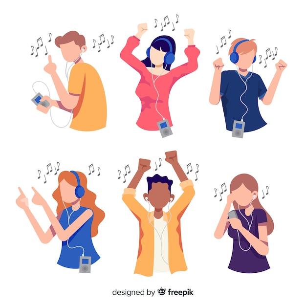 Illustrations De Personnes écoutant De La Musique