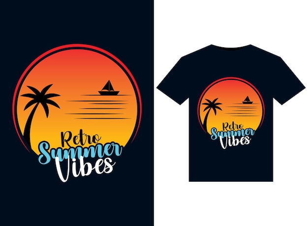 Illustrations Retro Summer Vibes Pour La Conception De T-shirts Prêts à Imprimer