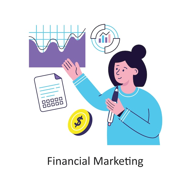 Illustrations de stocks vectoriels de conception de style plat de marketing financier