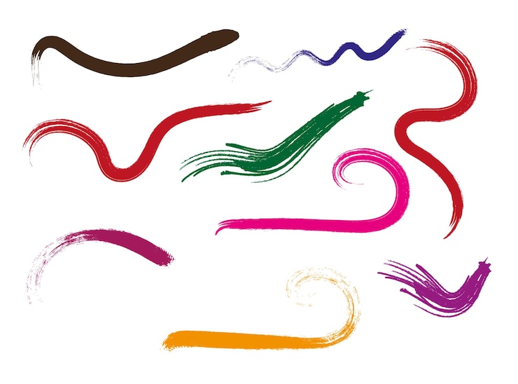 Vecteur illustrations vectorielles abstraites de traits de pinceau colorés sur un fond blanc