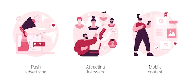 Illustrations vectorielles de concept abstrait de promotion Internet