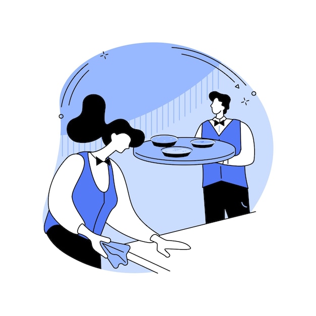 Vecteur illustrations vectorielles de dessin animé isolé de routine de restaurant