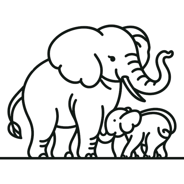 Illustrations Vectorielles Dessinées à La Main D'un éléphant