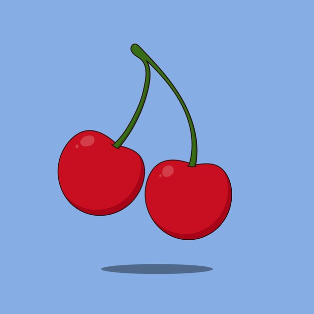 Illustrations vectorielles d'icône de fruits cerises plats délicieux et frais