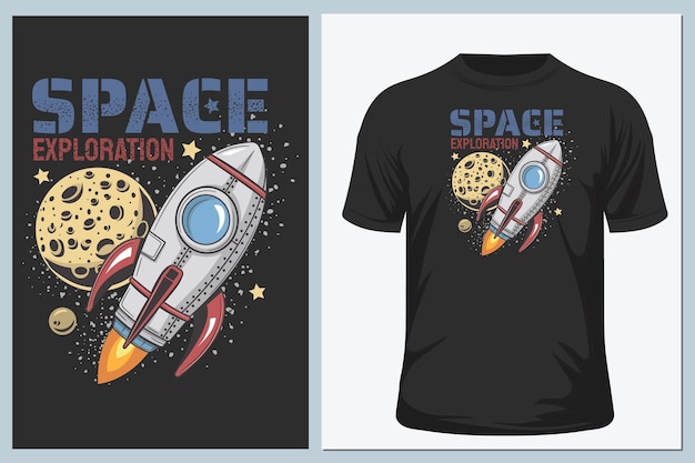Illustrations vectorielles de la lune et de l'espace de la fusée Pour les t-shirts et autres utilisations
