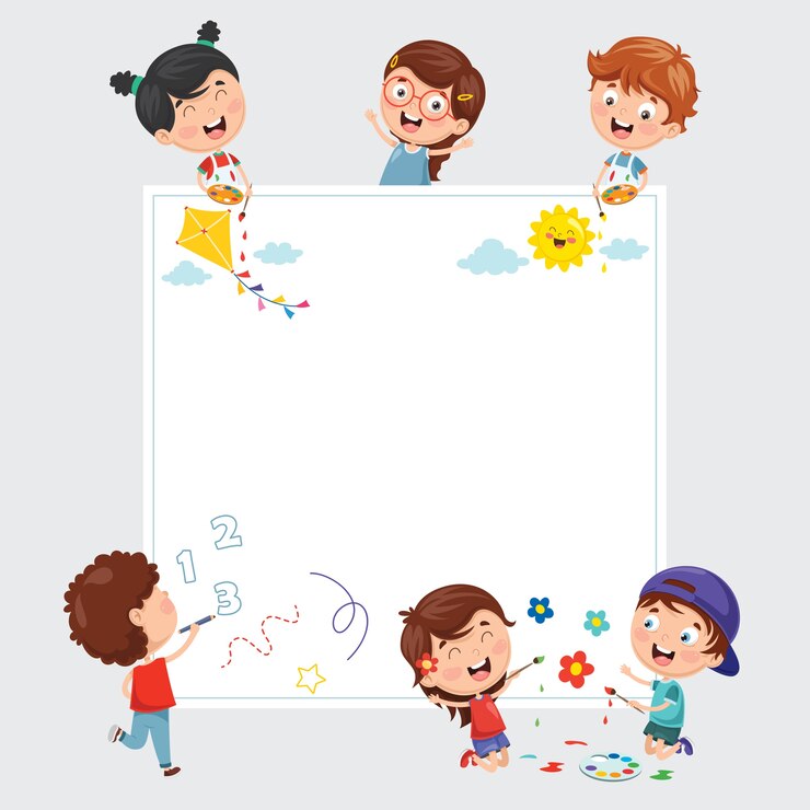 Illustrations vectorielles de peinture d&#39;enfants sur la bannière blanche