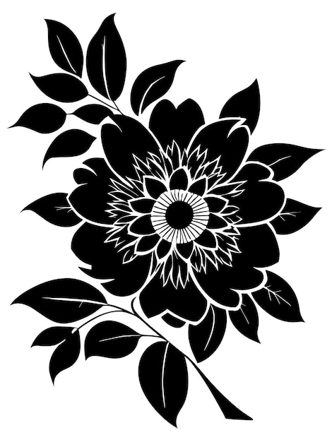 Illustrations Vectorielles De Pochoir De Silhouette De Fleurs Noires Et Blanches