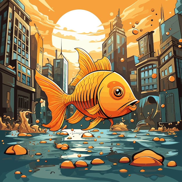 Vecteur illustrations vectorielles de poissons en or