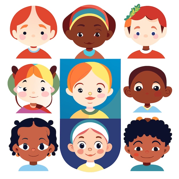 Vecteur illustrations vectorielles réconfortantes enfants multiculturels créant des liens par l'amitié et la compréhension