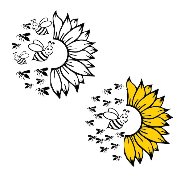 Vecteur illustrations vectorielles silhouette tournesol