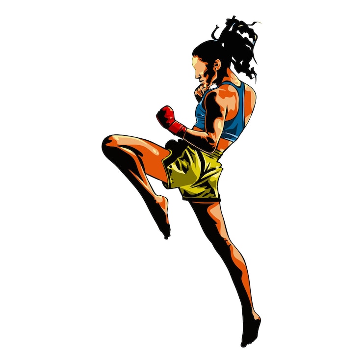 Vecteur illustratrice vectorielle d'athlètes de boxe féminine