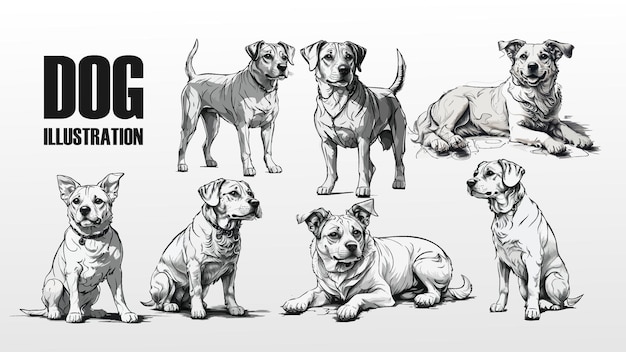 Illutratios du vecteur de chiens en faisceau
