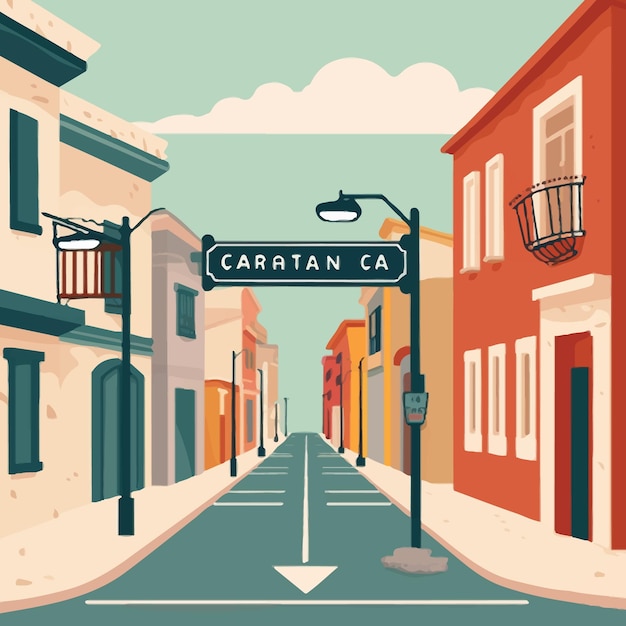 Vecteur ilustraao de uma rua com algumas casas 2