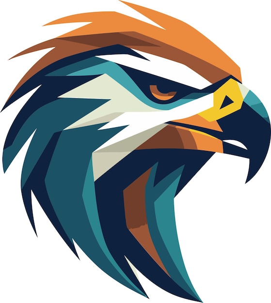 une image d'un aigle avec un fond bleu et orange