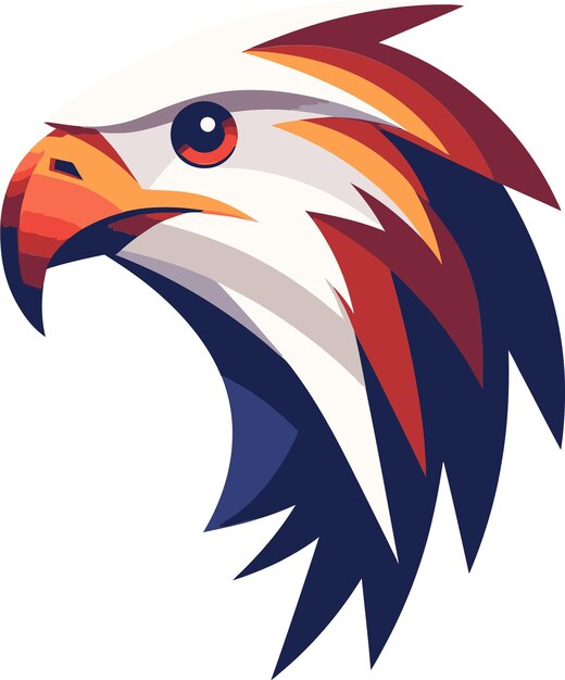 une image d'un aigle avec un motif rouge bleu et blanc