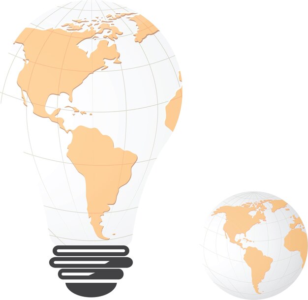 Image De L'ampoule Du Globe Terrestre Américain, Conception Vectorielle