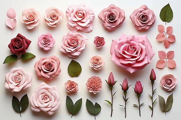 Vecteur image d'arrière-plan de roses roses à plat