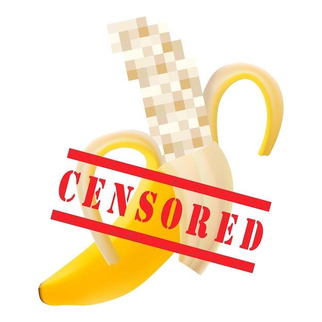 Vecteur image de banane fermée par symbole de censure adulte seulement 18 ans plus illustration vectorielle