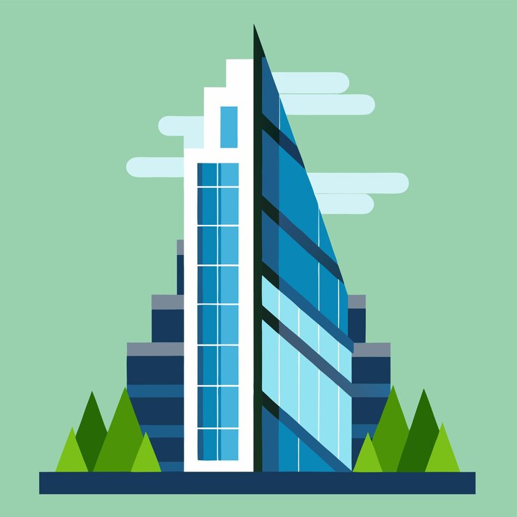 Vecteur une image d'un bâtiment avec un fond vert
