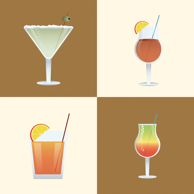 Vecteur image de bières et de cocktails assortis