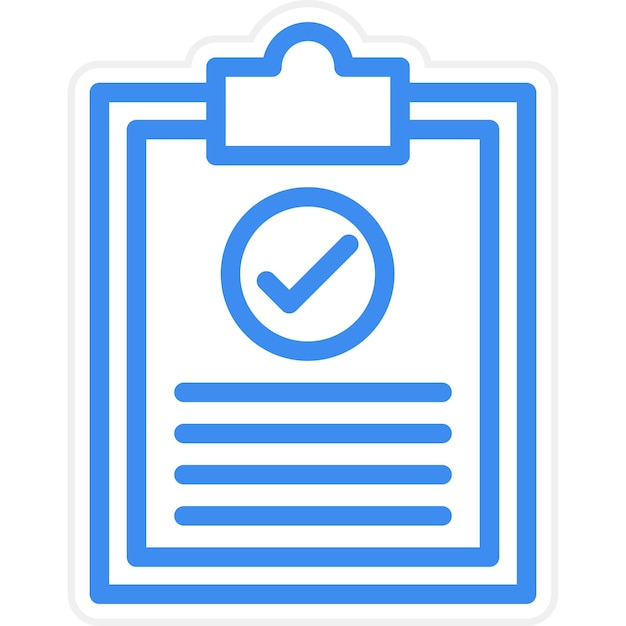 une image bleu et blanc d'un document avec une liste de contrôle