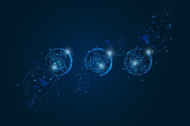 Image bleue isolée abstraite d'un signe de point illustration polygonale ressemble à des étoiles dans le ciel nocturne sombre dans l'espace ou des éclats de verre volants conception numérique pour le site web internet