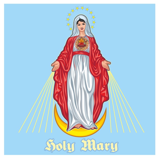 Vecteur image catholique de la sainte vierge marie