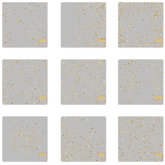 Image clipart confettis or à pois fond de texture vectorielle pour mariage ou invitation de fête étiquette de carte de voeux ensemble d'illustrations vectorielles