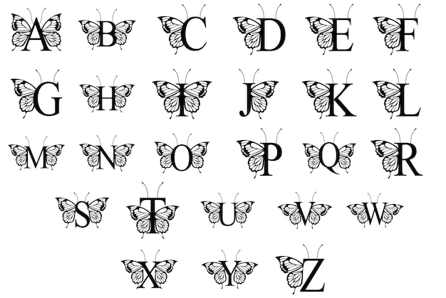 Vecteur image clipart papillon split monogramme cadre