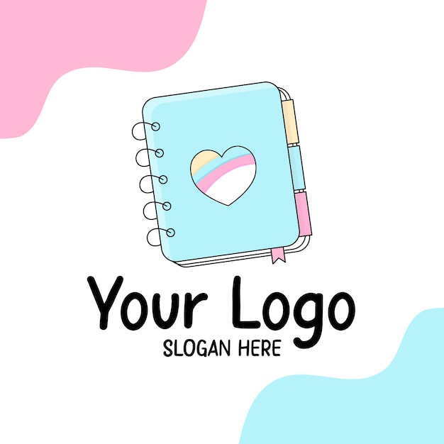 une image colorée d'un cahier avec un stylo et un stylo