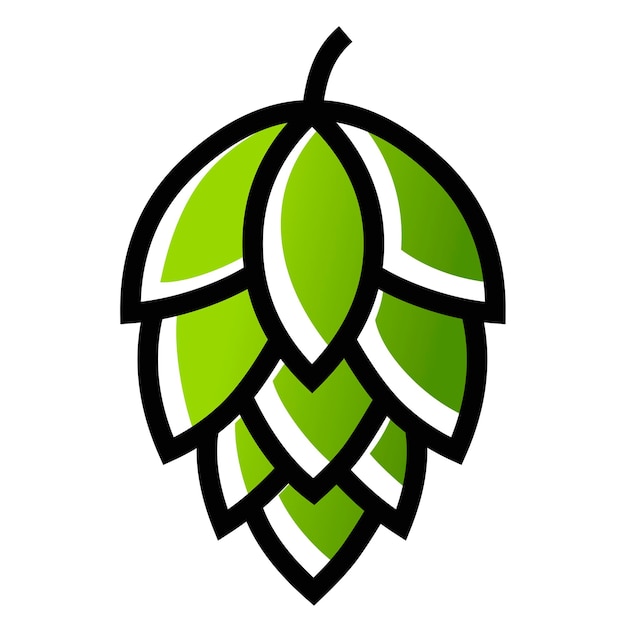 Vecteur image de contour du houblon avec un ombrage vert