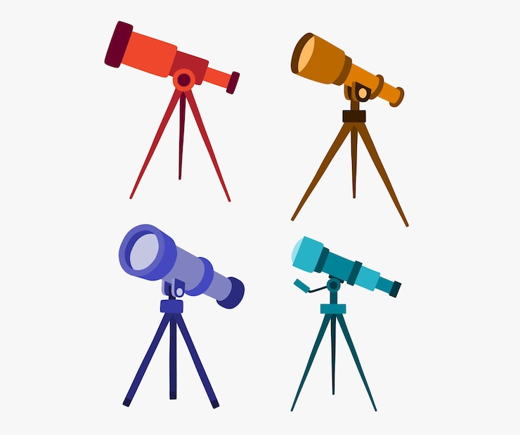 Vecteur image en couleur du télescope de dessin animé