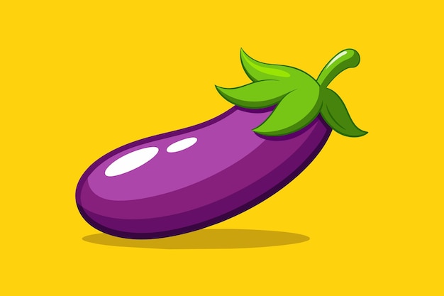 Vecteur une image de dessin animé d'une aubergine violette avec une feuille verte dessus