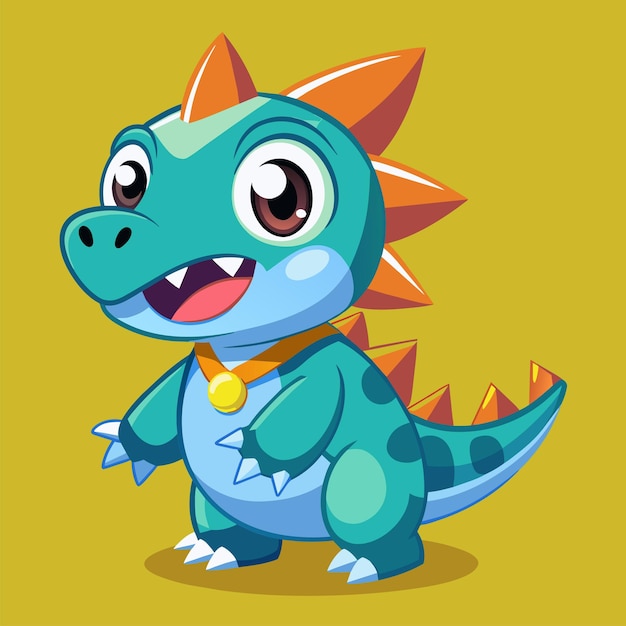une image de dessin animé d'un dinosaure avec une médaille d'or autour de son cou