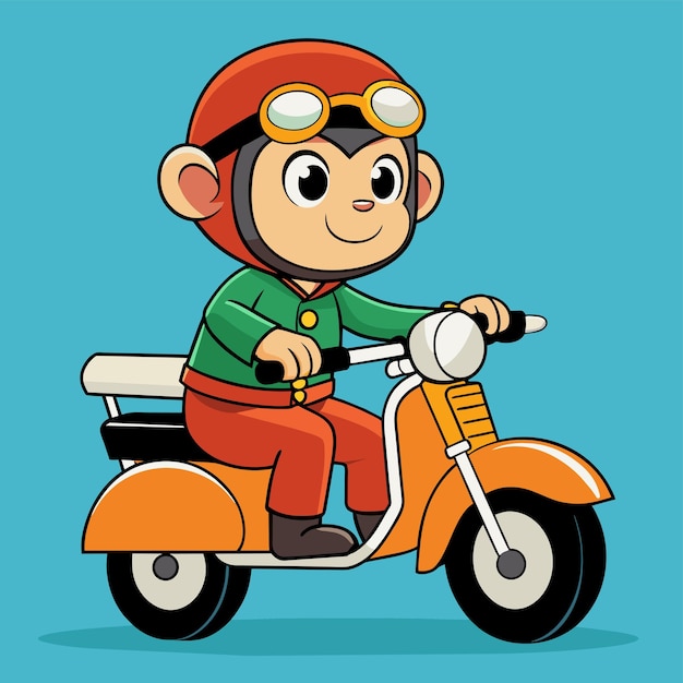 Vecteur une image de dessin animé d'un enfant sur une moto avec un casque sur