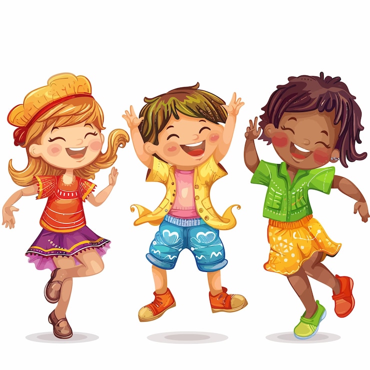 Vecteur une image de dessin animé d'un garçon et d'une fille avec le mot "enfants" dessus