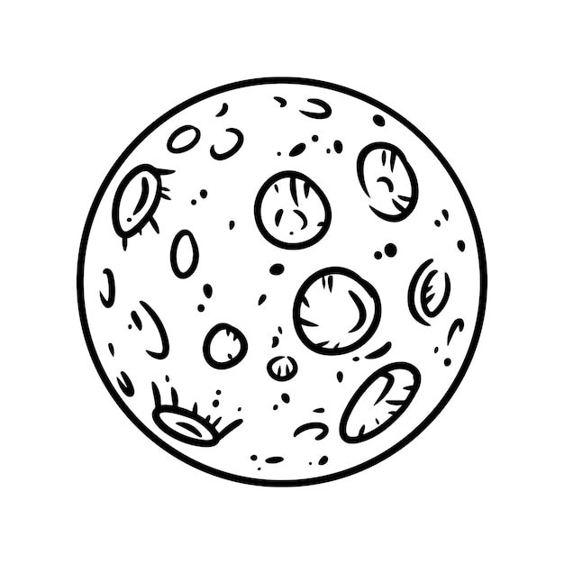 Vecteur image de dessin animé mignon lune doodle. logo de météore. les médias mettent en évidence l'illustration graphique