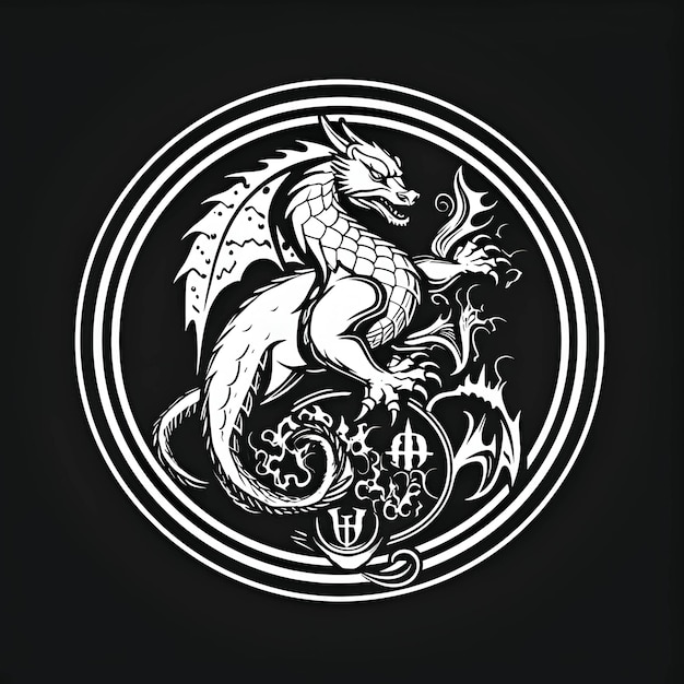 Image du logo noir et blanc du dragon