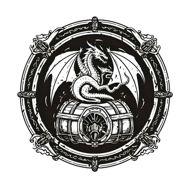 Image Du Logo Noir Et Blanc Du Dragon