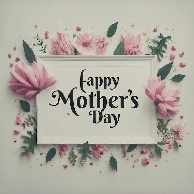 Vecteur une image encadrée de fleurs et les mots joyeux jour de la mère