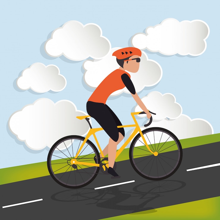Vecteur image de fond de cycliste avec nuages