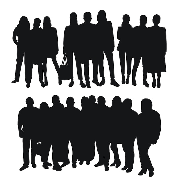 Vecteur image d'un groupe de personnes en silhouette de foule