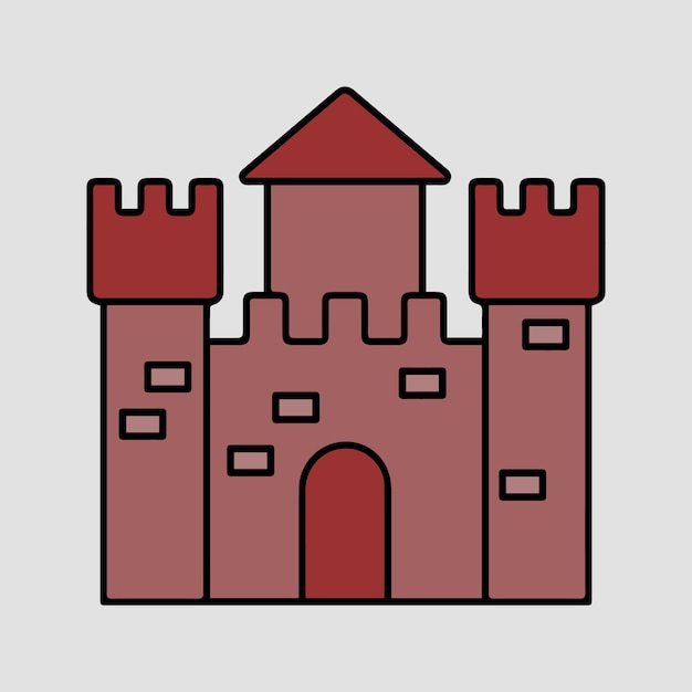 Vecteur image d'halloween composée d'un château médiéval sous forme d'icône, de signe, d'impression, d'autocollant ou de motif.