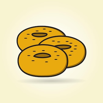 Image d'icône plate simple pour bagel