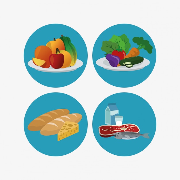 Image D'icônes Liées Aux Aliments Sains