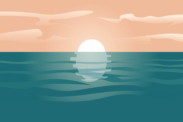 Vecteur image d'illustration vectorielle du coucher de soleil dans la mer