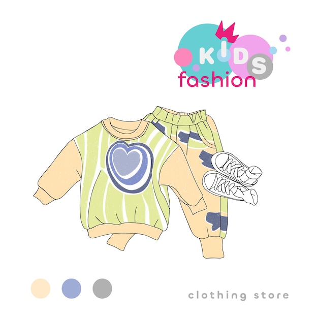 Vecteur image de magasin de vêtements pour enfants à la mode design pour enfants