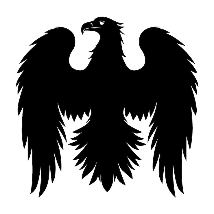 Vecteur une image en noir et blanc d'un aigle noir avec un contour noir