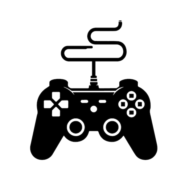 Vecteur une image en noir et blanc d'un contrôleur de jeu avec un fond blanc