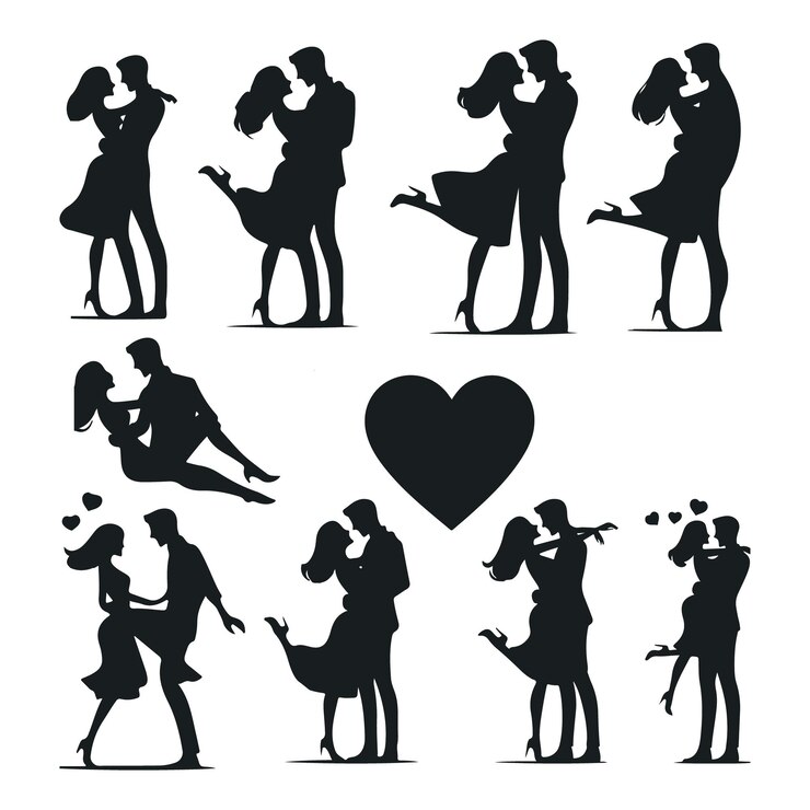 Vecteur une image en noir et blanc d'un couple et d'un cœur